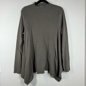 Anthropologie T.La Thermal Waffle Knit Long Sleeve Shirt Green Tunic Top XL